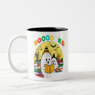 Buoks Ghost Funny Halloween Lehrerbuchbibliothek Zweifarbige Tasse