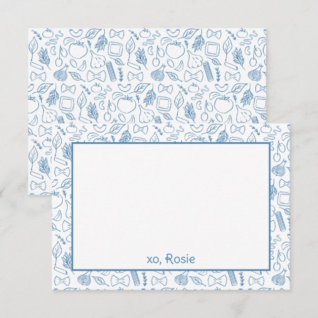 Buon Appetit Pasta Personal Stationery oder Dankeskarte (Vorne/Hinten)