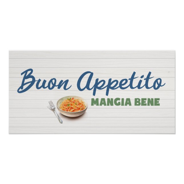 Buon Appetit Spaghetti Pasta Italienische Küche Poster (Vorderseite)