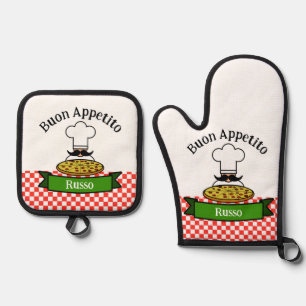 Buon Appetito italienisches Design Ofenhandschuh & Topflappen-Set