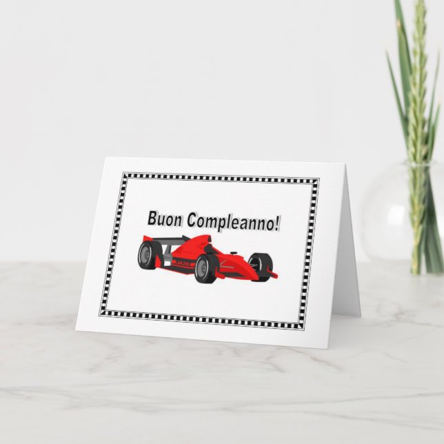 Buon Compleanno Auto da corsa Karte (Vorderseite)