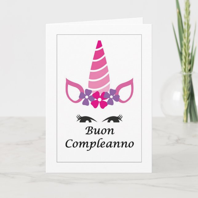 Buon Compleanno Unicorn - Carte italienne (Devant)