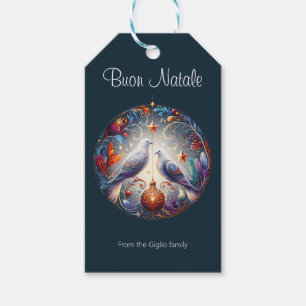Buon Natale 2 Tauben Italienisches Weihnachtsfest  Geschenkanhänger