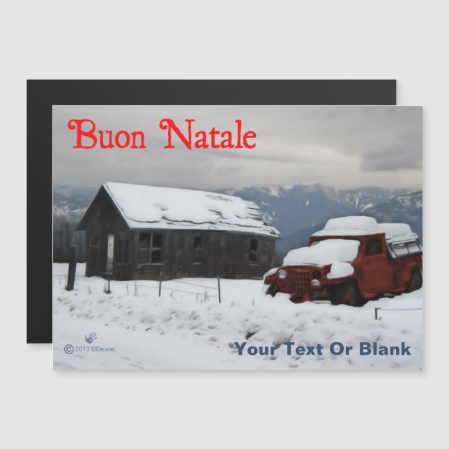 Buon Natale - Alter roter Lkw Magnetkarte (Vorne/Hinten)