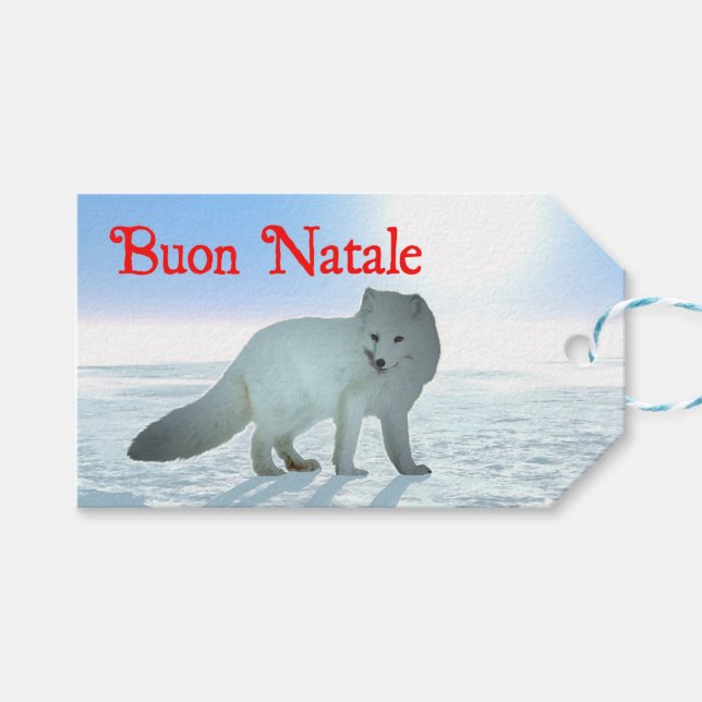 Buon Natale - Arctic Fox Geschenkanhänger (Vorderseite (Horizontal))