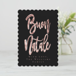 Buon Natale Black und Rose Gold Italienische Weihn Feiertagskarte
