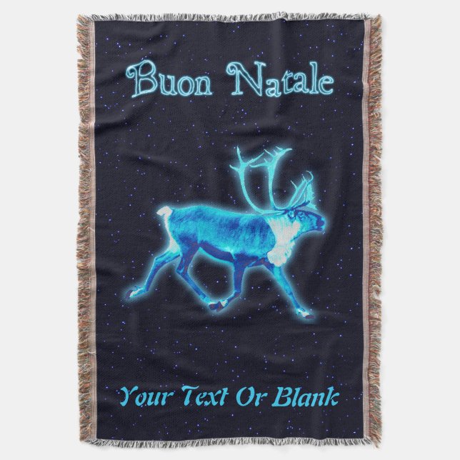 Buon Natale - Blue Caribbean (Reindeer) Decke (Vorderseite Vertikal)
