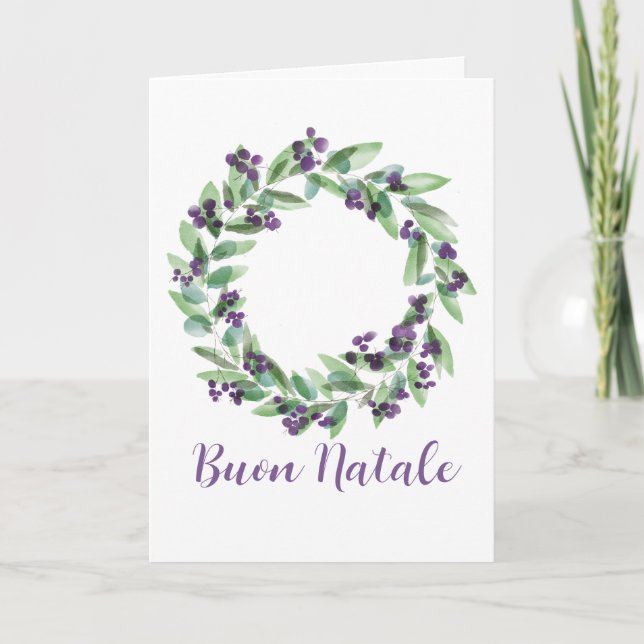Buon Natale, carte de couronne de Noël italienne (Devant)