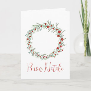 Buon Natale, carte de couronne de Noël italienne