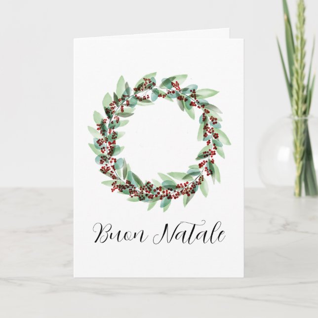 Buon Natale, carte de couronne de Noël italienne (Devant)