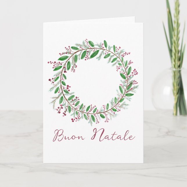 Buon Natale, carte de couronne de Noël italienne (Devant)