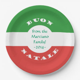Buon Natale Christmas Party Italienische Flagge un Pappteller