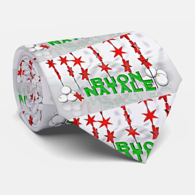"BUON NATALE" CRAVATE ITALIENNE DE NOËL POUR LUI (Roulé)