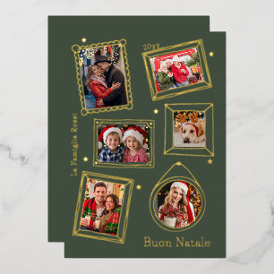 Buon Natale Doodle Frame Multi-Foto Folien Feiertagskarte