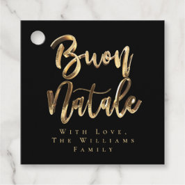 Buon Natale Elegant Schwarzes Gold Italienisches W Geschenkanhänger