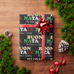 Buon Natale Familie Name Italienisches Weihnachten Geschenkpapier