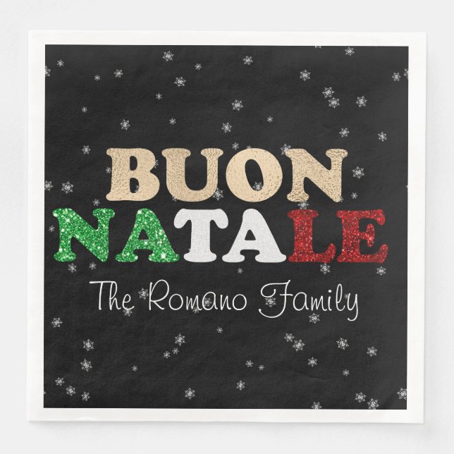 Buon Natale Familie Name Italienisches Weihnachten Serviette (Vorderseite)