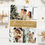 Buon Natale Foto Collage Feiertagskarte<br><div class="desc">Diese fantastische 3-Foto-Urlaubskarte mit "Buon Natale!" in einem modernen Script-Schriftart und Ihrem Familiennamen und Jahr in einem feinen, klassischen Schriftart, beides in weiß auf goldfarben mit einem passenden Rücken, ist ideal für den Versand an Ihre Familie und Freunde. Jeder wird Liebe bekommen neue Fotos Ihrer Familie!</div>