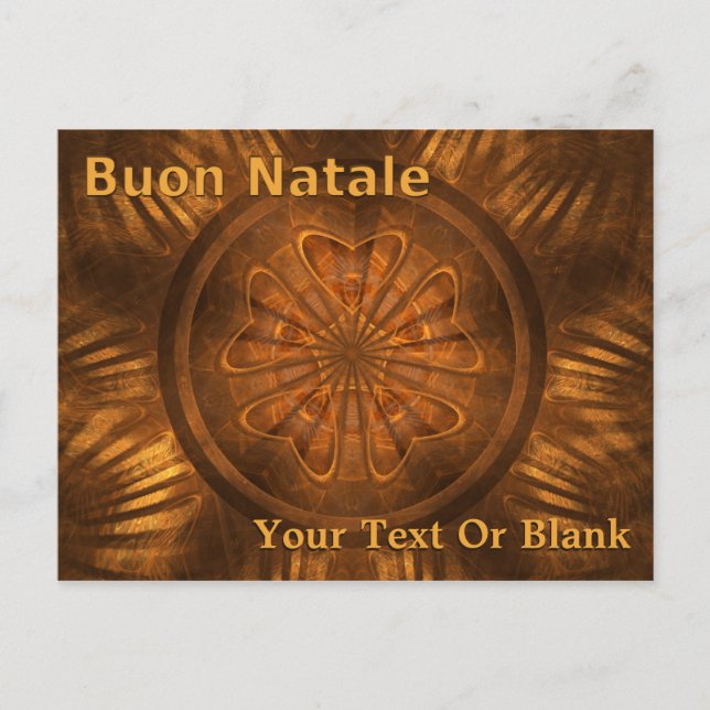 Buon Natale - Fraktal Holzschnitzerei Postkarte (Vorderseite)