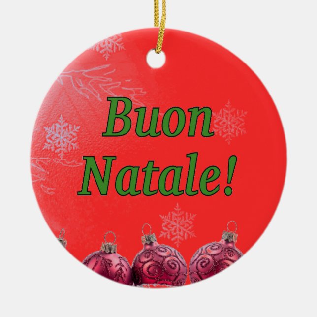 Buon Natale! Frohe Weihnachten im italienischen gf Keramik Ornament (Vorne)