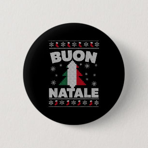 Buon Natale Frory Weihnachtsbaum Italienisch Ugly Button