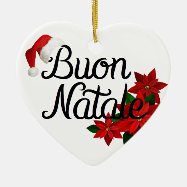 Buon Natale Herzform Keramik Ornament (Vorne)