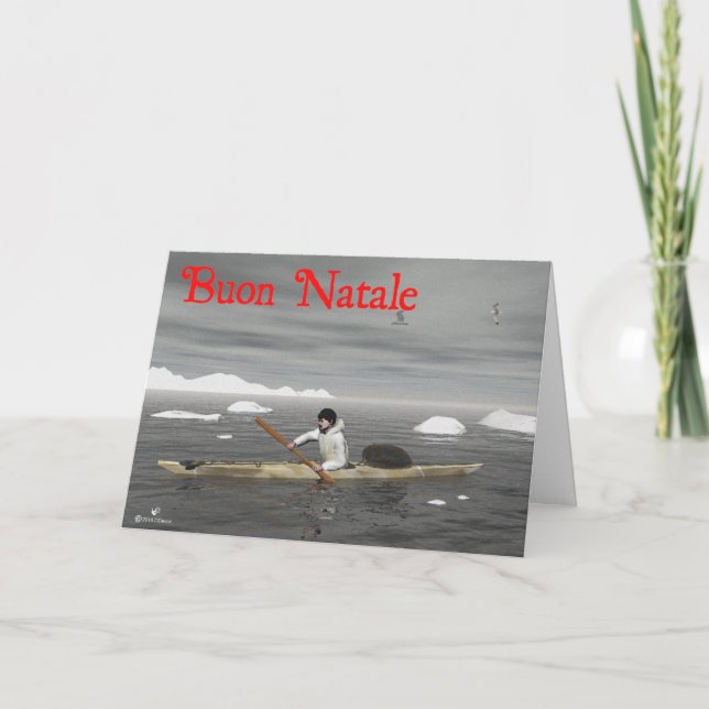 Buon Natale - Inuit-Kajak Feiertagskarte (Vorderseite)