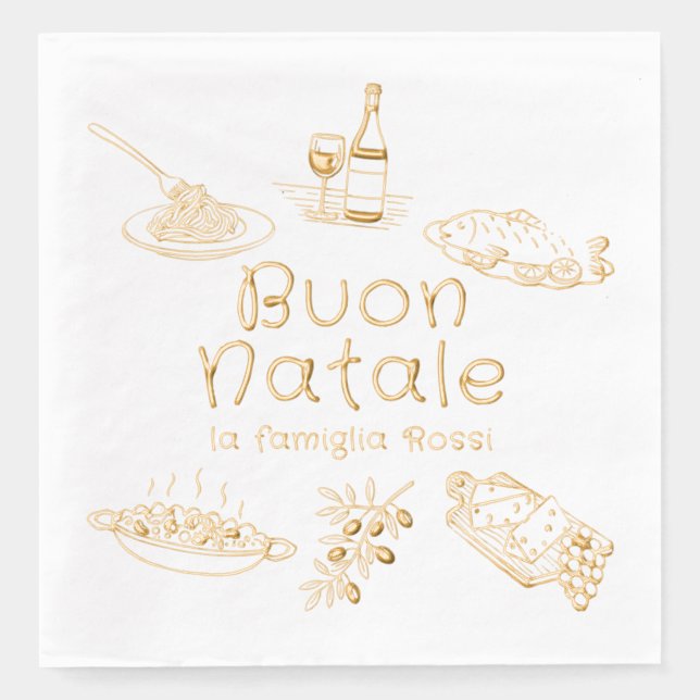 Buon Natale Italian Christmas Party Food Doodles (Recto)
