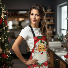 Buon Natale Italian Christmas Santa Kariert Schürze