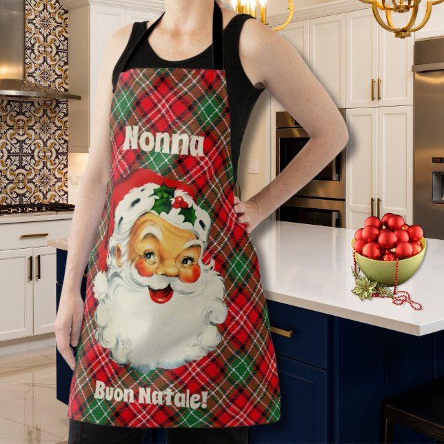 Buon Natale Italian Christmas Santa Kariert Schürze (Nonna Custom Italian
Vintage Santa Red Plaid Apron)