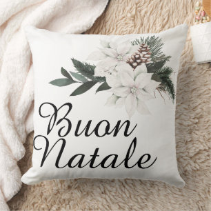 Buon Natale Italian MerChristmas Floral Kissen