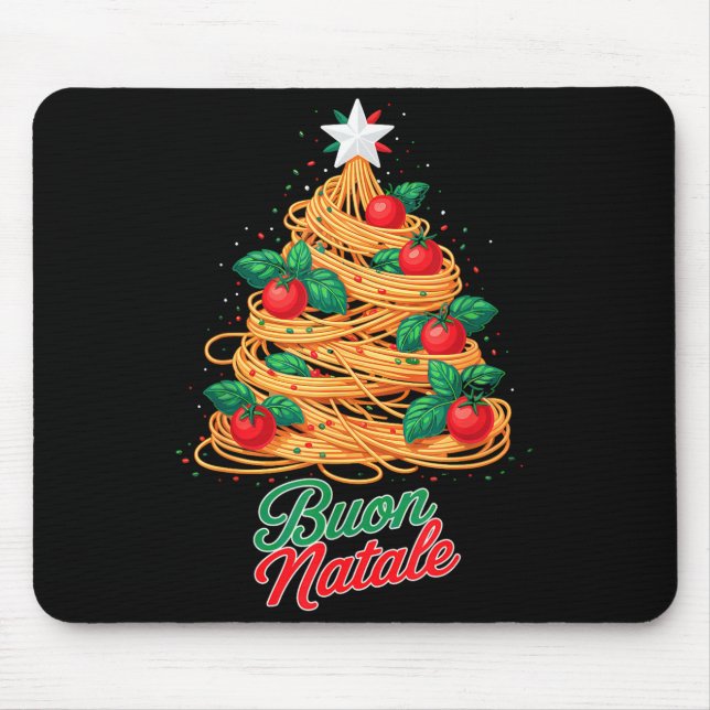 Buon Natale Italian Pasta Spaghetti Funny Christma Mousepad (Vorne)