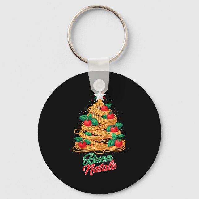Buon Natale Italian Pasta Spaghetti Funny Christma Schlüsselanhänger (Vorderseite)
