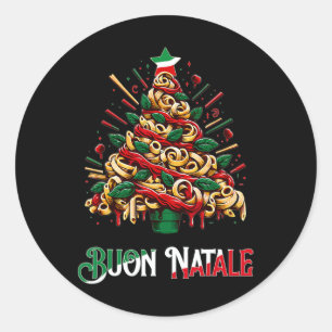 Buon natale italian Pasta Weihnachten Weihnachten Runder Aufkleber