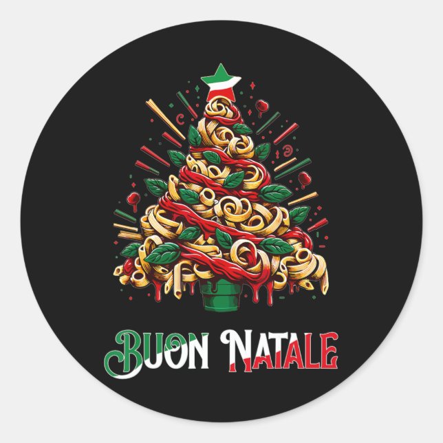 Buon natale italian Pasta Weihnachten Weihnachten Runder Aufkleber (Vorderseite)