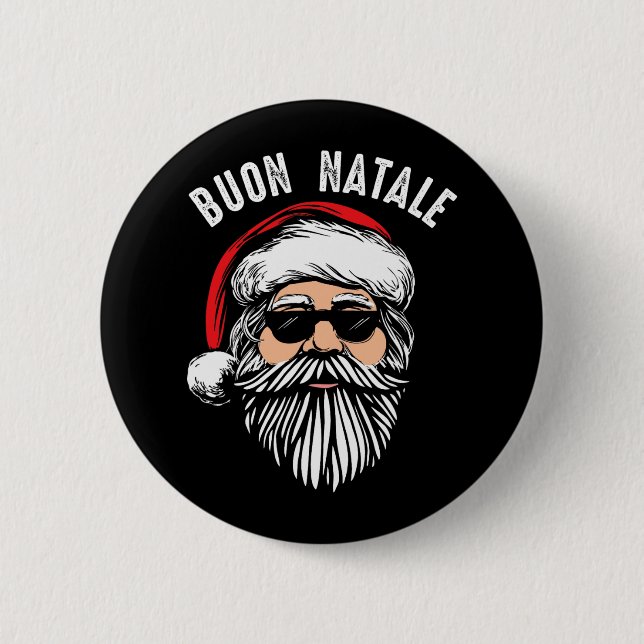 Buon natale italian santa claus babbo lustiger chr button (Vorderseite)