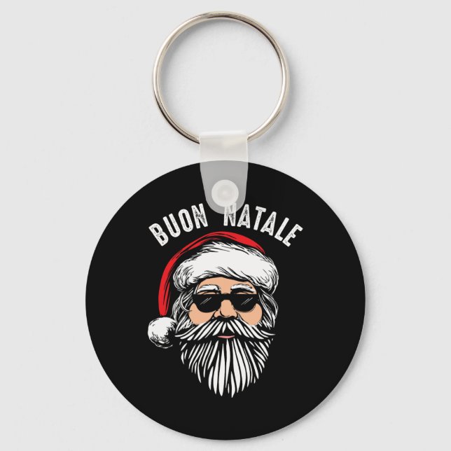 Buon natale italian santa claus babbo lustiger chr schlüsselanhänger (Vorderseite)