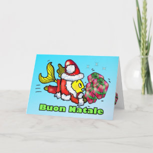 Buon Natale Italien Poisson drôle jolie carte de N