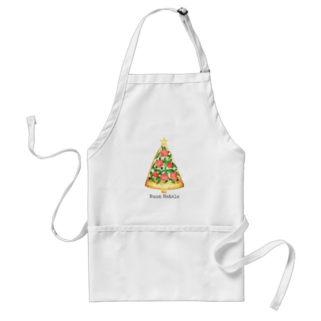 Buon Natale Italienisch Frohe Weihnachtspizza Slic Schürze (Vorne)