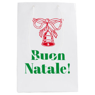 Buon Natale Italienisch Frohe Weihnachtssträhne Mittlere Geschenktüte