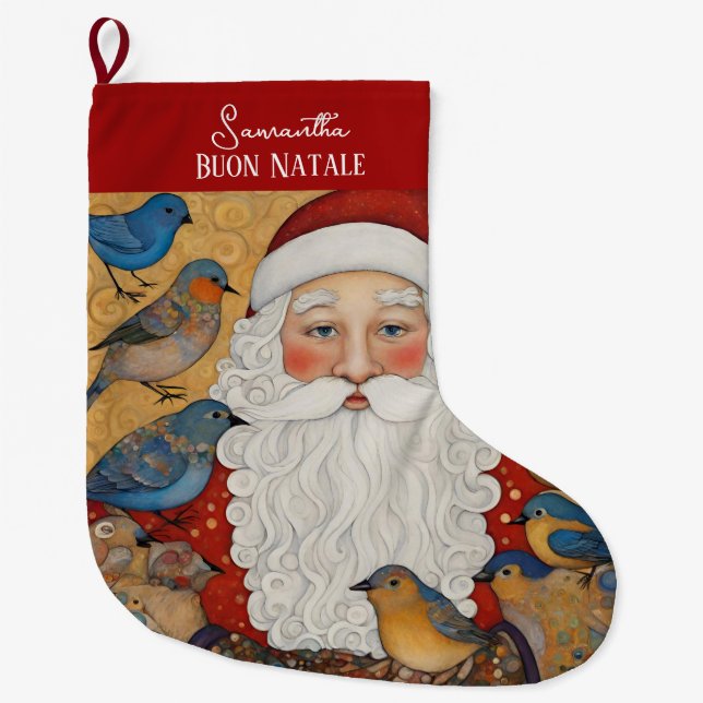 Buon Natale Italienisch Großer Weihnachtsstrumpf (Vorderseite)