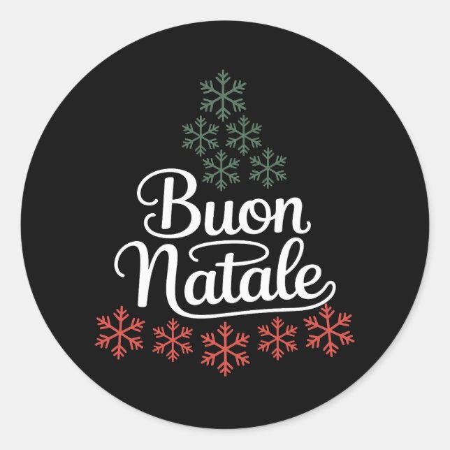 Buon Natale Italienische Familie Weihnachtsbaum Ur Runder Aufkleber (Vorderseite)