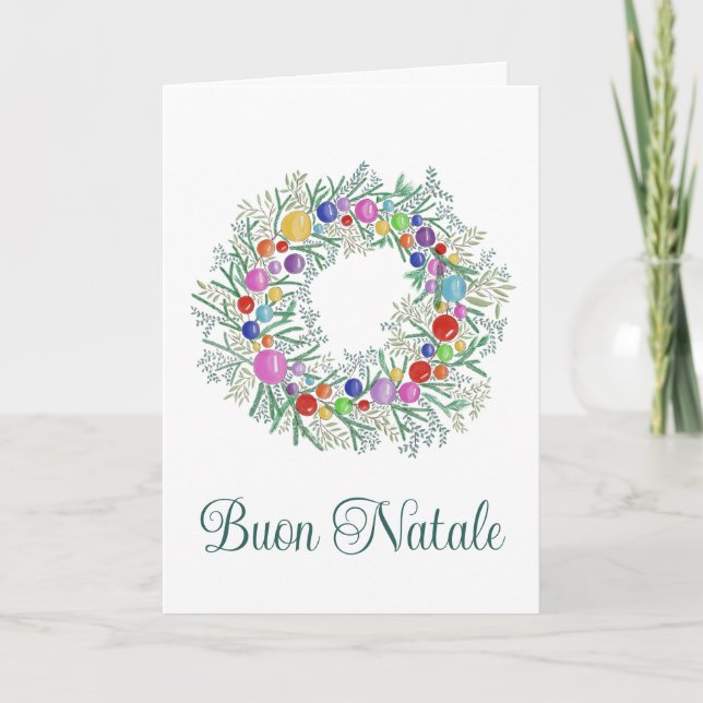 Buon Natale, italienische Weihnachtskreidekarte Feiertagskarte (Vorderseite)