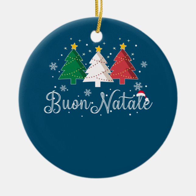 Buon Natale Italienischer Weihnachtsbaum Keramik Ornament (Vorne)