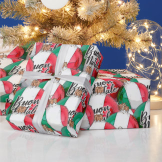 Buon Natale Italienisches Flag Ornamente Umschlagp Geschenkpapier