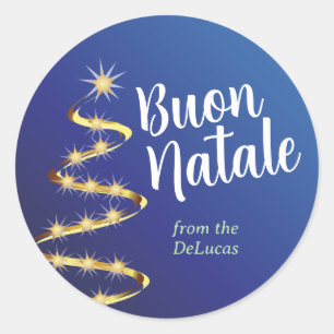 Buon Natale Italienisches Weihnachtsfest mit Namen Runder Aufkleber