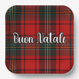 Buon Natale Kariert Pappteller