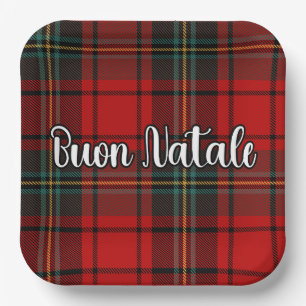 Buon Natale Kariert Pappteller