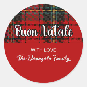 Buon Natale Kariert Runder Aufkleber