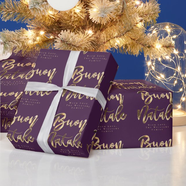 Buon Natale Lila Gold Weihnachtskrippe Italienisch Geschenkpapier (Feiertage)